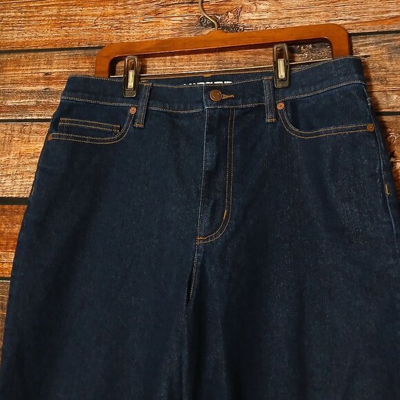 Lands End Jeans Size 14 Recover Wide Leg High Rise Dark Blue Denim Stretch - Picture 4 of 11